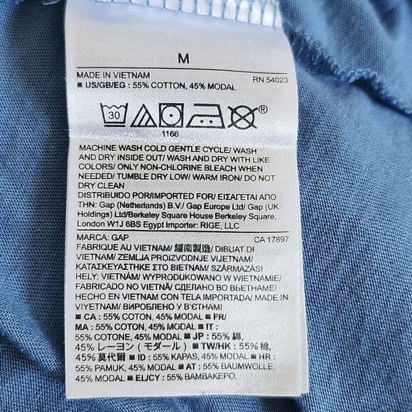 GAP Soft V-neck Long Sleeved Tee T-shirt In "Bright Blue", Medium - Picture 5 of 6